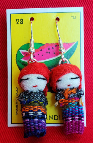 GUATEMALAN WORRY DOLL DANGLE QUITAPENAS EARRINGS