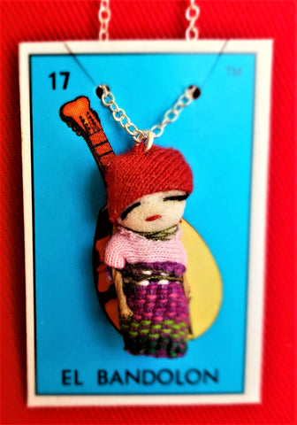 GUATEMALAN WORRY DOLL 18" QUITAPENAS NECKLACE