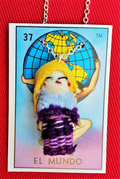 GUATEMALAN WORRY DOLL 18" QUITAPENAS NECKLACE
