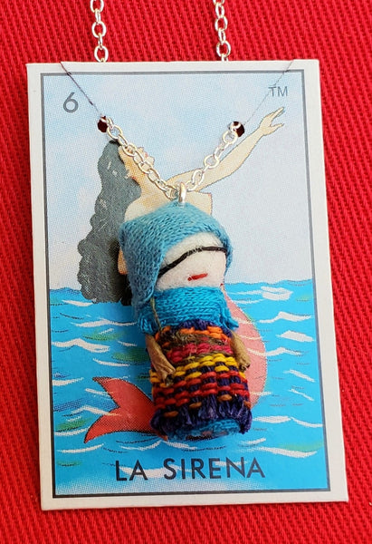 GUATEMALAN WORRY DOLL 18" QUITAPENAS NECKLACE