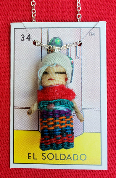 GUATEMALAN WORRY DOLL 18" QUITAPENAS NECKLACE