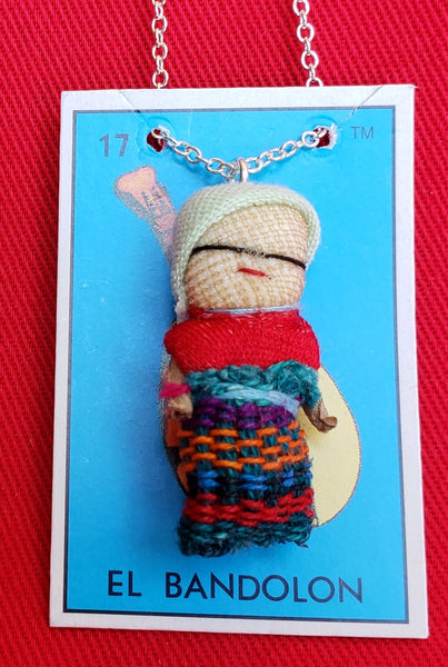 GUATEMALAN WORRY DOLL 18" QUITAPENAS NECKLACE