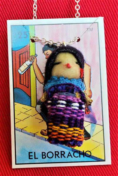 GUATEMALAN WORRY DOLL 18" QUITAPENAS NECKLACE