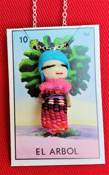 GUATEMALAN WORRY DOLL 18" QUITAPENAS NECKLACE