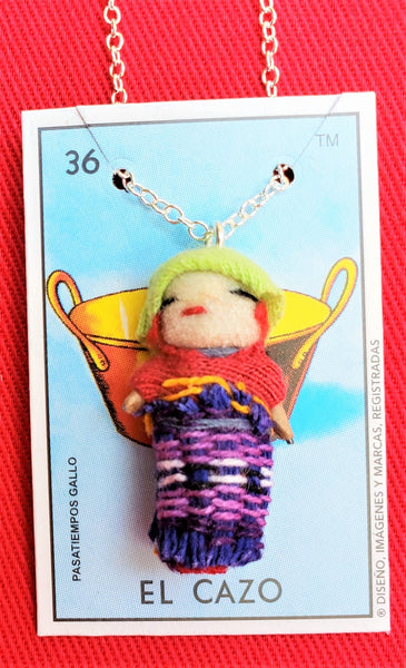 GUATEMALAN WORRY DOLL 18" QUITAPENAS NECKLACE