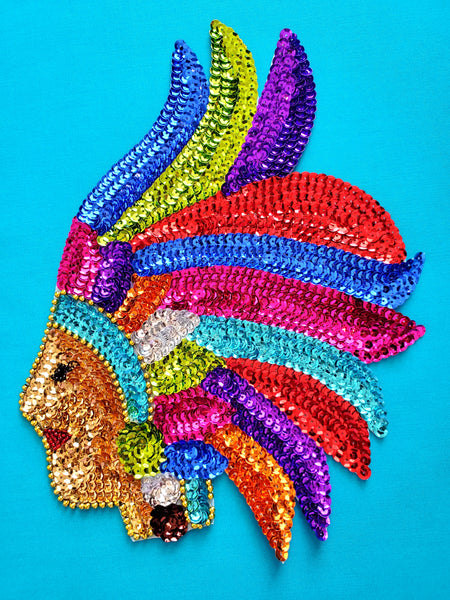 MEXICAN AZTEC INDIGENOUS NATIVE DESIGN SEQUIN APPLIQUE PATCH