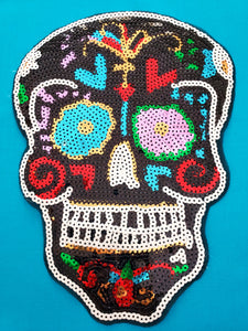 MEXICAN DIA DE LOS MUERTOS SUGAR SKULL DESIGN APPLIQUE PATCH