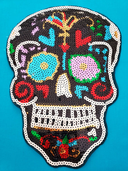 MEXICAN DIA DE LOS MUERTOS SUGAR SKULL DESIGN APPLIQUE PATCH