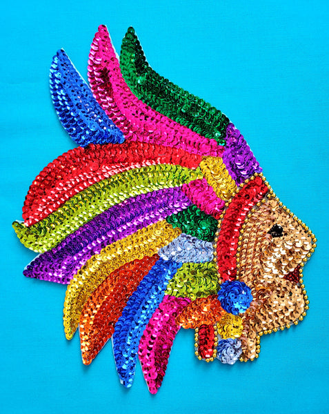MEXICAN AZTEC INDIGENOUS NATIVE DESIGN SEQUIN APPLIQUE PATCH