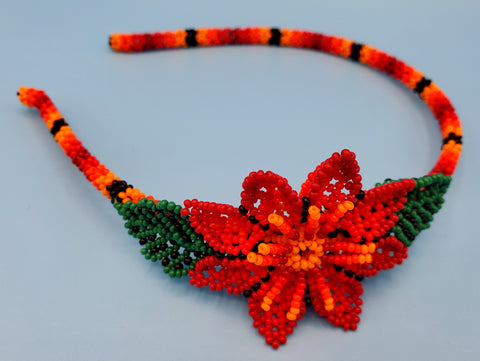 HUICHOL BEADED FLOWER HEADBAND