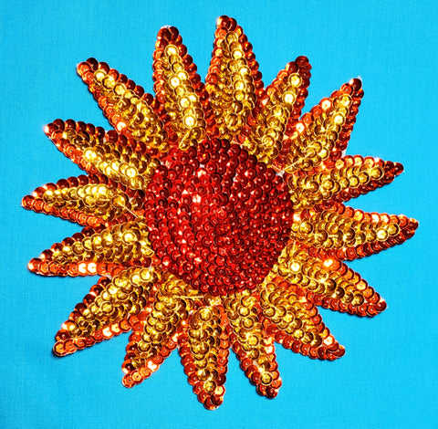 MEXICAN AZTEC RED SUN-SOL DESIGN APPLIQUE PATCH