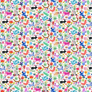 DEAR STELLA VIVA MEXICO FABRIC - #DAW 1500 WHITE - OLE - BY THE YARD- 100% COTTON