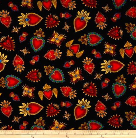 TIMELESS TREASURES FABRIC - SACRED HEART #C-6620 - BY THE YARD- 100% COTTON
