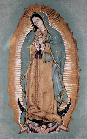 VIRGEN DE GUADALUPE 24"Wx35"L COTTON FABRIC PANEL MEXICAN