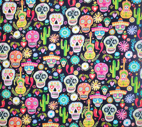 DEAR STELLA VIVA MEXICO FABRIC - VIVA LA VIDA - DIA DE LOS MUERTOS #DAW 1497 - BY THE YARD- 100% COTTON